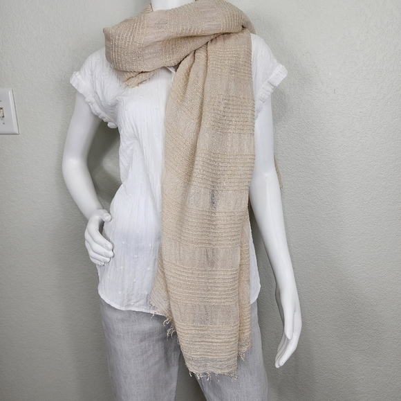Zara Beige Raw Hem Shawl Scarf 38 x 81 - Picture 7 of 9